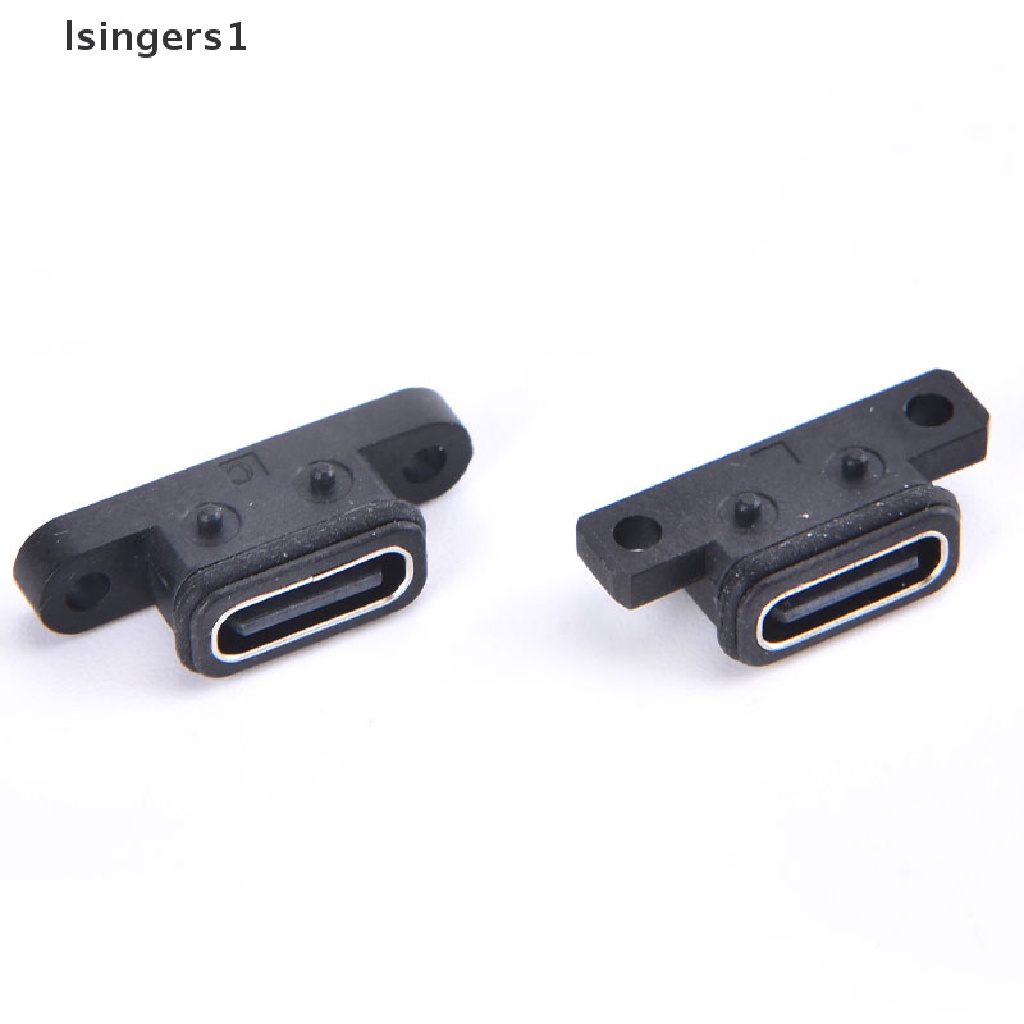 (lsingers1) Soket Port USB Tipe-C 2-Pin Female Tahan Air Dengan Lubang Skrup