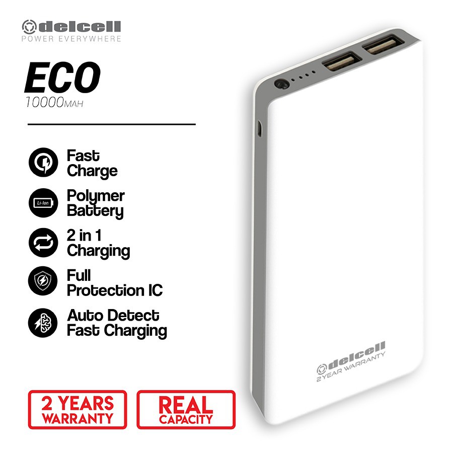 Delcell Eco 10000 mah Original Powerbank Delcell Eco 10000mah Garansi Resmi 2 Tahun