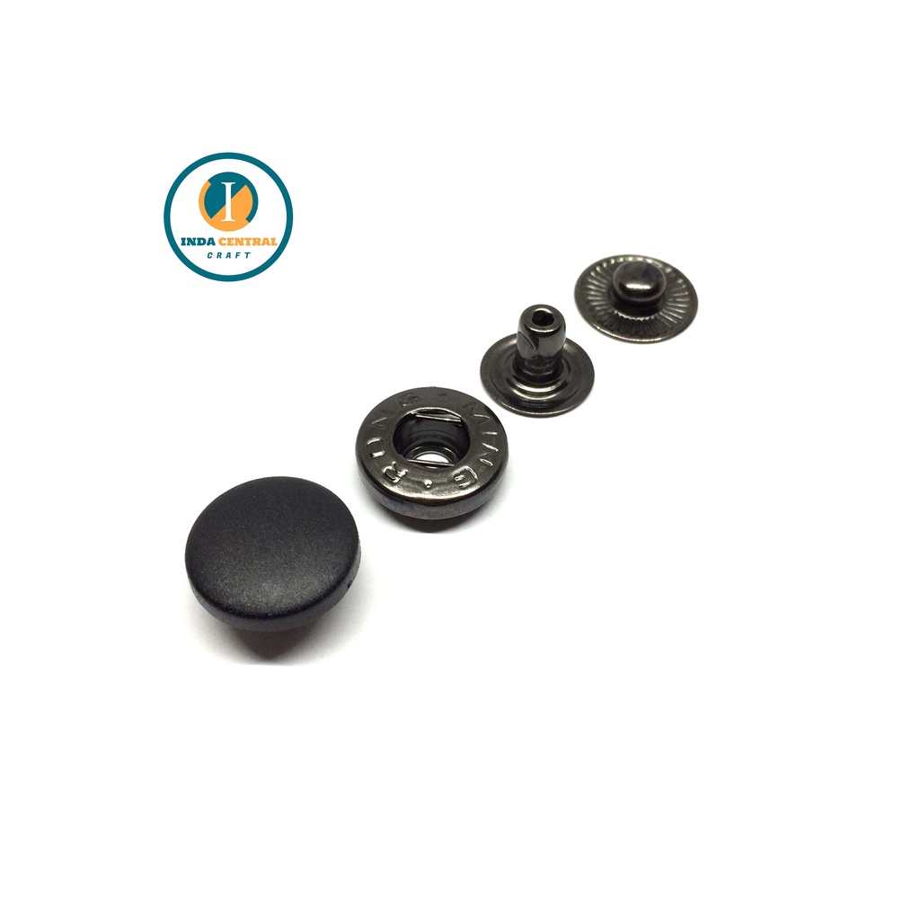 KANCING CETET SNAPP BUTTON BESI 15 MM (7060) TUTUP PLASTIK HITAM
