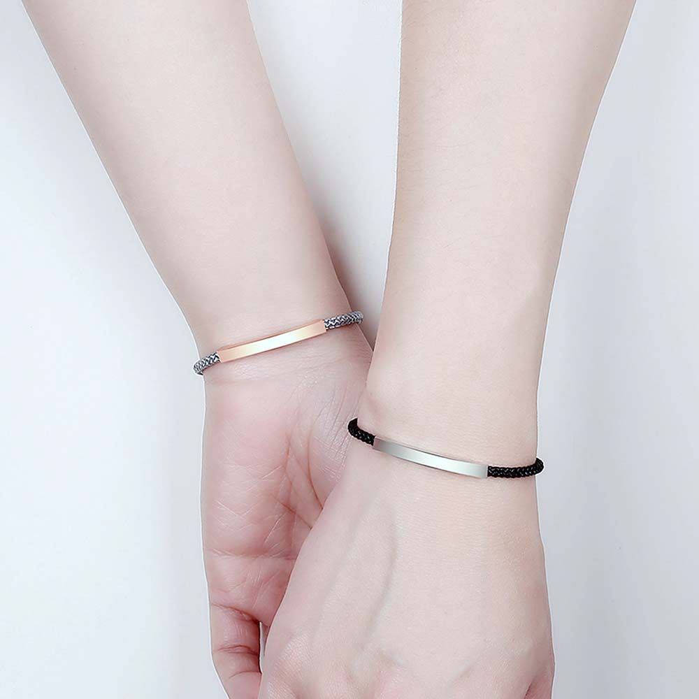 MXBEAUTY Creative Couple Bracelets Adjustable Waistbands Bangles Lovers Gift Titanium steel Eachother Minimalist Geometric Rope Weaving