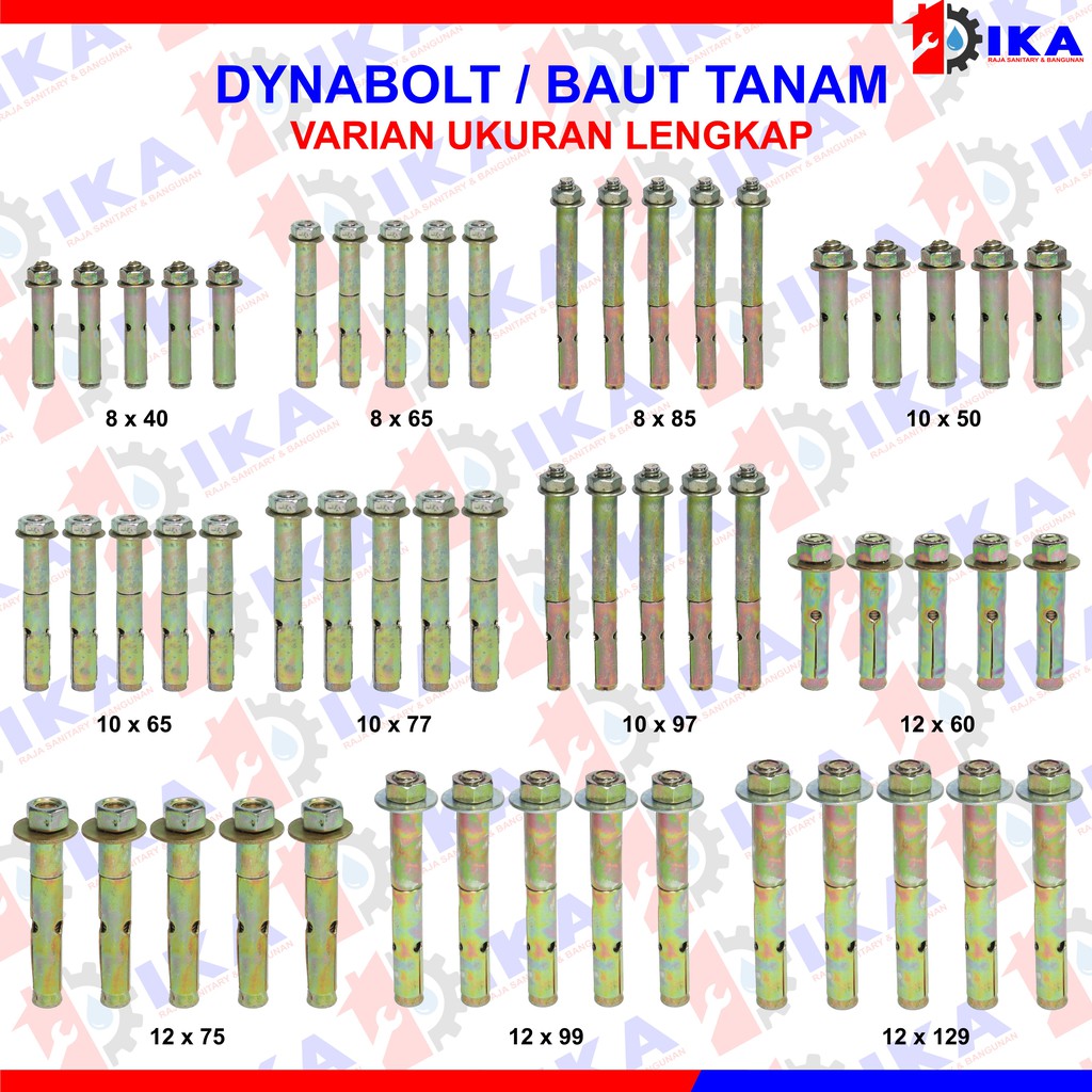Dinabol (HARGA 1SET ISI 5BUAH PALING MURAH ) / dynabolt / Baut Tembok Ukuran Komplit Harga Per 5 pcs