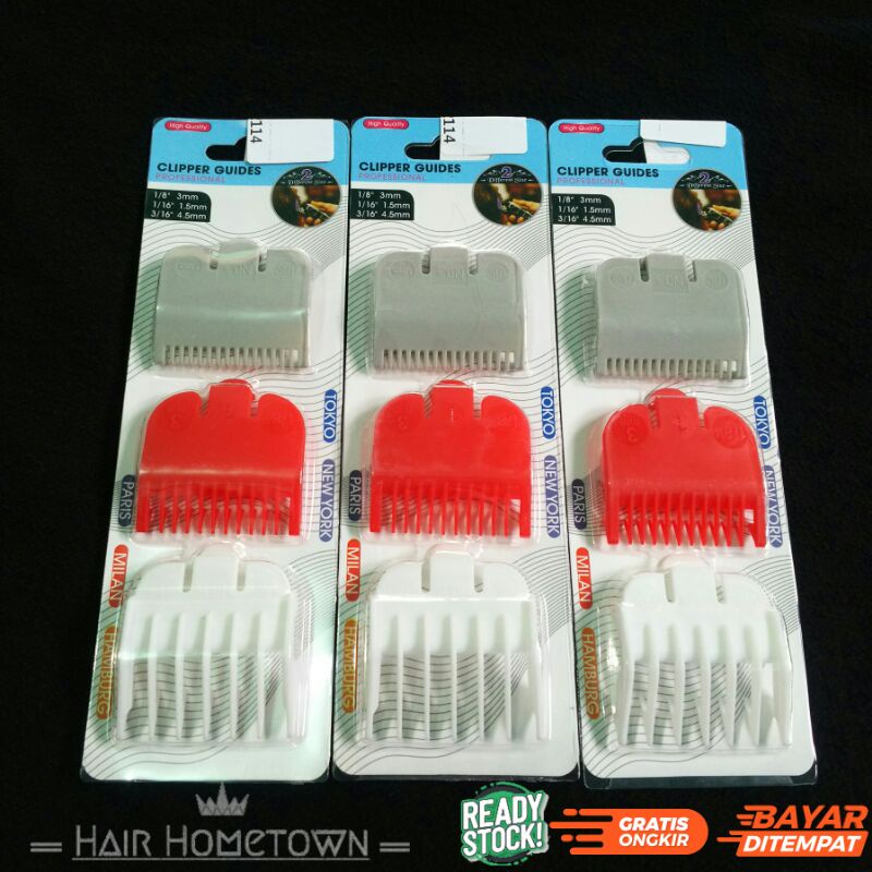 COD Set Isi 3 Sepatu Clipper 0.5/1/0.5 Sepatu Mesin Cukur Ukuran 1/2  Guard Wahl Wmark Kemei 2600 19