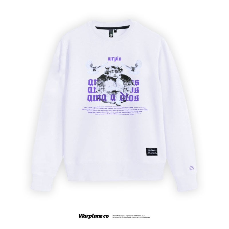 Warplane Crewneck White / Sweatshirt Wrpln Sablon AKDS/ Baju Atasan Pria/Switer Dewasa