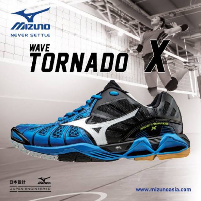 Mizuno tornado x black navy sepatu volley original