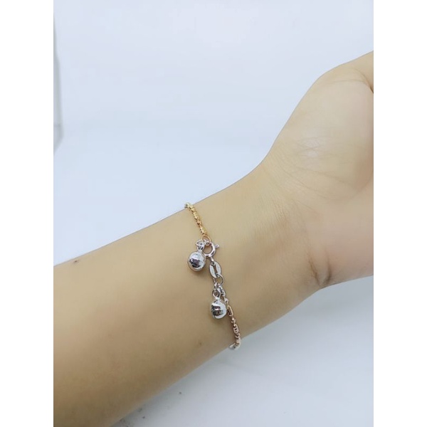 gelang rantai bijiluna +2bel variasi+ kombi warna / gelang perak asli silver 925 lapis emas