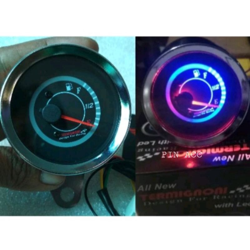 Speedometer Fuel Meter Bensin Jarum Led / Ampere Bensin Analog Led Anti Air warna cp crom/hitam