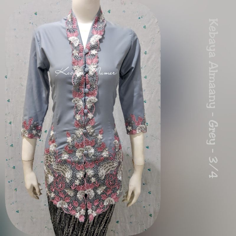 Kebaya Encim. Kebaya Encim Modern. Kebaya  Kerja. Kebaya Bordir. Kebaya Jadi-Abu2 Almany 3/4
