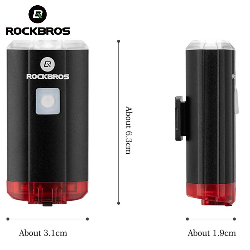 Rockbros Lampu Sepeda Depan dan Belakang USB Rechargeable 100 Lumens - YQ-TD100LM - Black