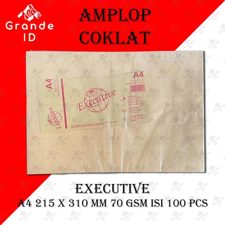

AMPLOP COKLAT A4 EXECUTIVE 215 X 310 MM 70 GSM ISI 100 LEMBAR
