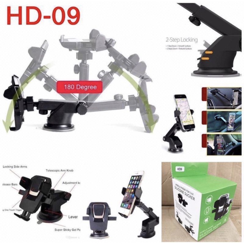 Original Holder Handphone Mobil HD-09 360 Degree Rotation Car Holder - Holder Car HD-09