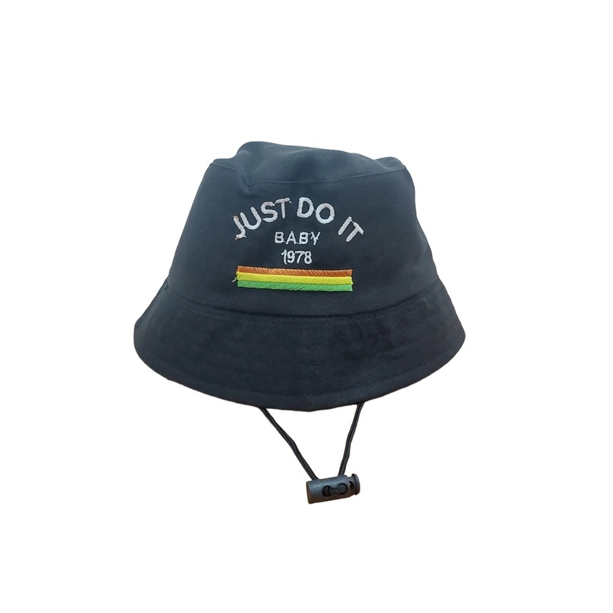 BUCKET HAT TALI ANAK  BORDIR JUST DO IT LAKI PEREMPUAN USIA 2-7 TAHUN KUALITAS PREMIUM