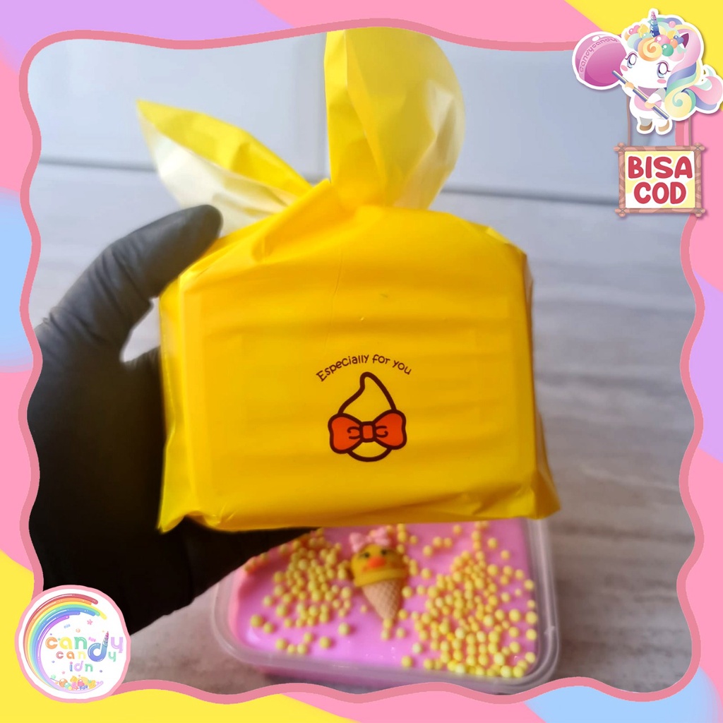 Slime pinky duck / slime bebek / slime original dengan packing bebek unik by kado.idn