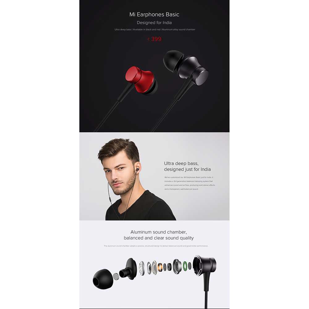 Xiaomi Mi Basic Earphone Ultra Deep Bass Mic - YDJC01JY