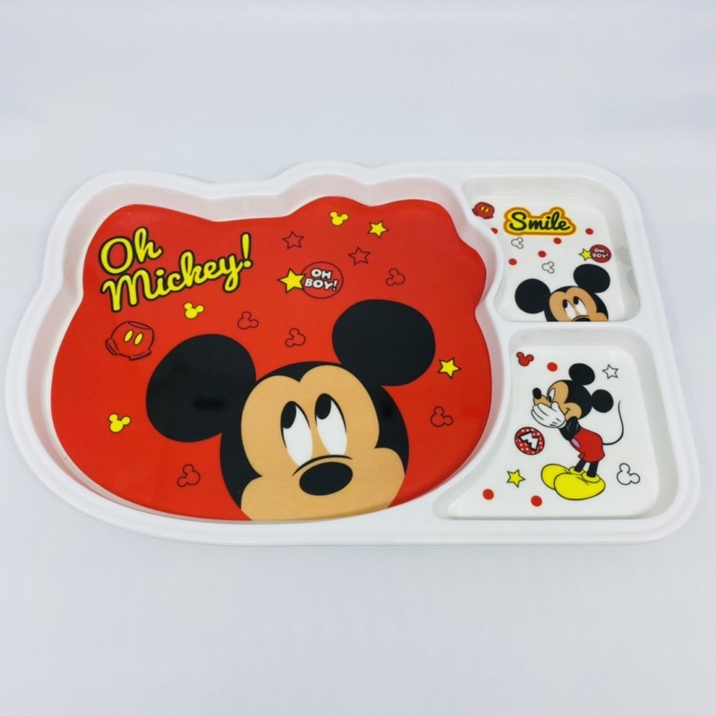 piring makan melamin anak sekat 3 persegi panjang mickey mouse minnie mouse minions thomas and frien