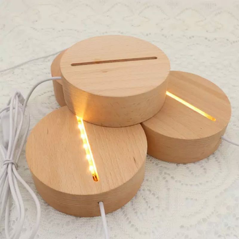 base wood bulat / stand acrylic / tatakan lampu hias acrylic / dudukan lampu led acrylic