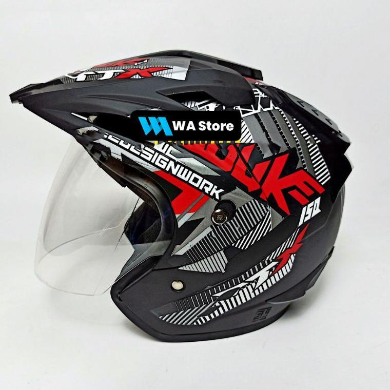 helm pria wanita dewasa sni half face motif god duke terbaru  satu kaca bukan KYT ink nhk D6G0
