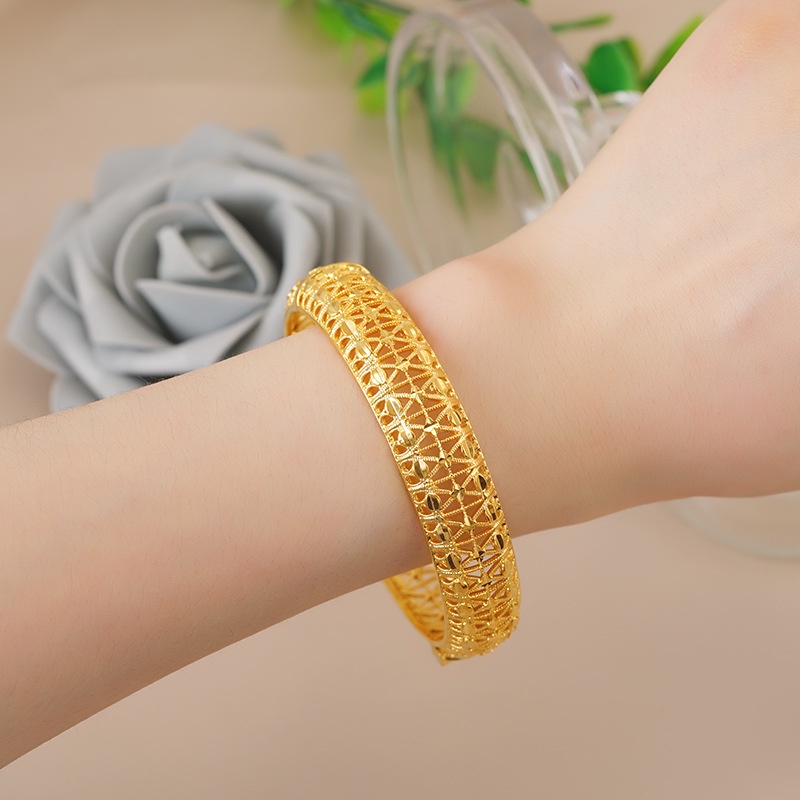 Gelang Emas Plated 24K Desain Naga Dan Phoenix Gaya China Untuk Wanita