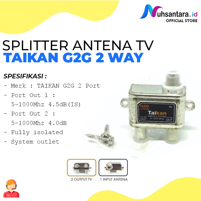 Splitter Antena TV 2 Way Taikan Pembagi Antena CATV 2 Cabang