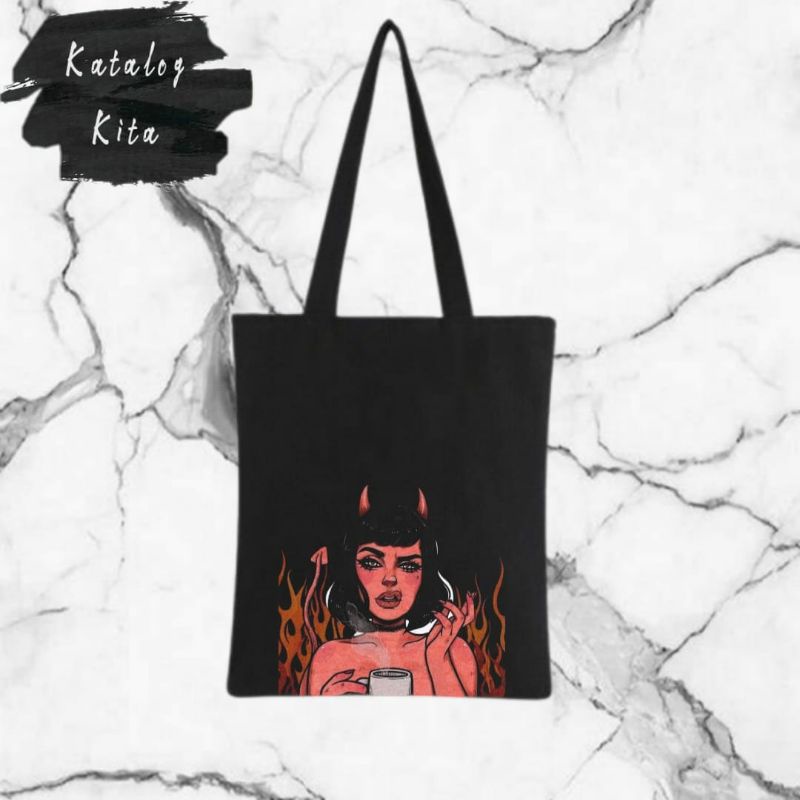 tote bag DEVIL / tote bag resleting / tote bag pria / tote bag wanita / tas tote bag DISTRO / toteba