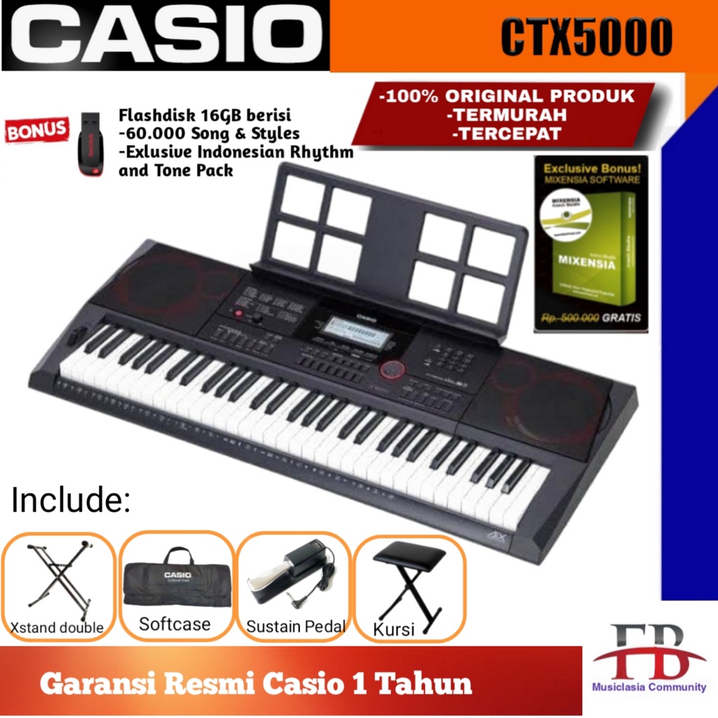 Keyboard Casio CTX 5000 Free Stand dan Sustain Pedal / Alat musik Keyboard CT-X 5000 / CTX-5000 / CT