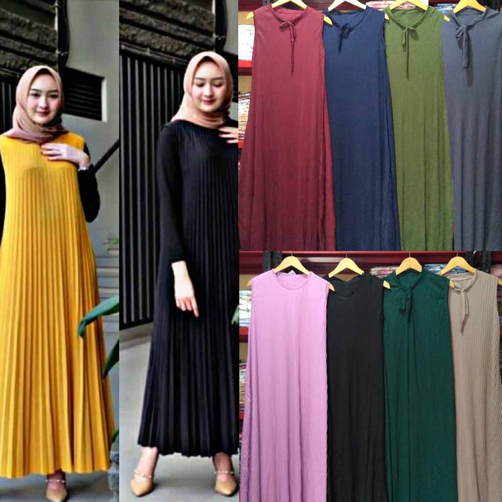 Long Dress Plisket / Gamis Plisket / Longdress plisket murah / yoona long dress