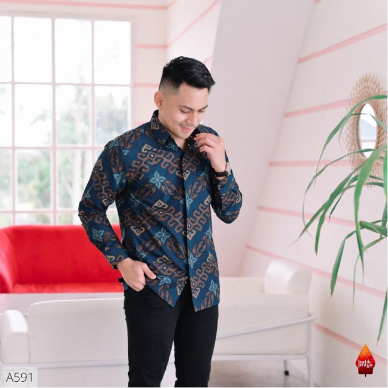 Baju Kemeja batik pria cowok cowo lengan panjang pendek pekalongan solo seragam jumbo premium G07