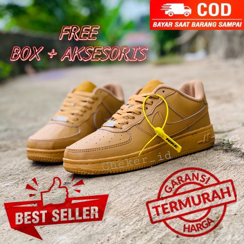 SEPATU NK3 A1R FORCH3 1 ONE TAN POLOS FULL BROWN SEPATU SNEAKERS SEPATU FASHION