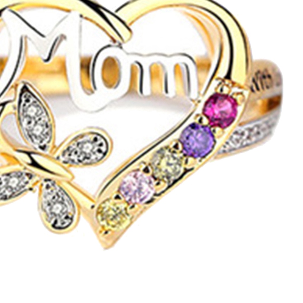 Hu Hu Hu Hu Hu Alat Bantu Pasang Kacamata♡ Cincin Bentuk Hati Aksen Berlian Imitasi Bahan Metal Untuk Hari Ibu