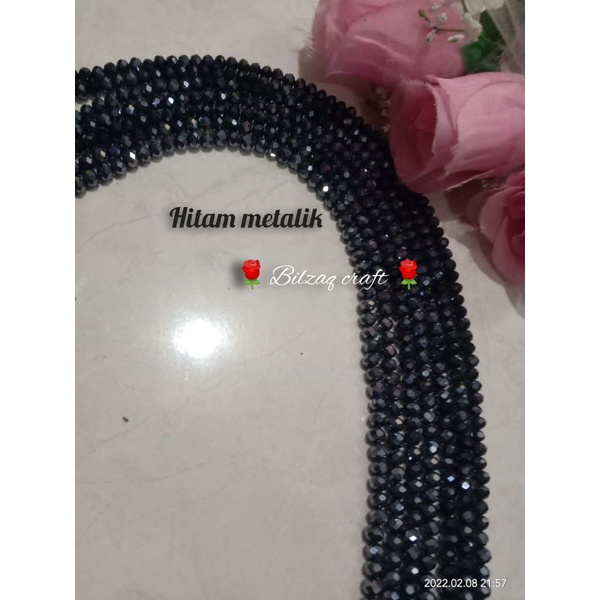 kristal ceko 6mm golongan biasa-hitam metalik