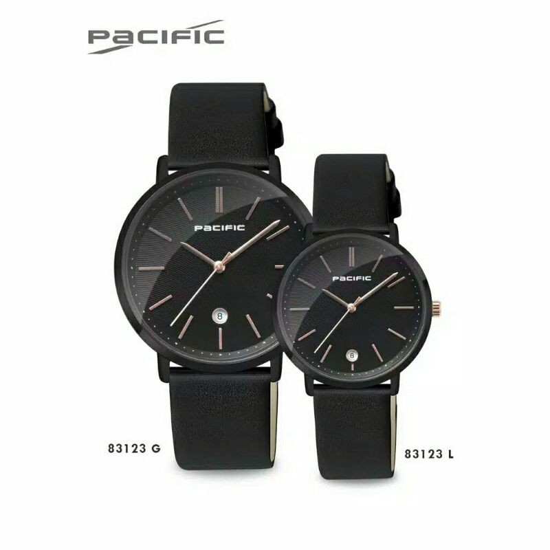 jam tangan couple PACIFIC ORIGINAL strap kulit tanggal aktif free batrai cadangan