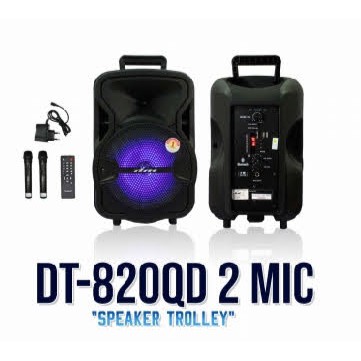speaker portable dat 8 inchi bluetooth karaoke +2 mic wireless original 820QD