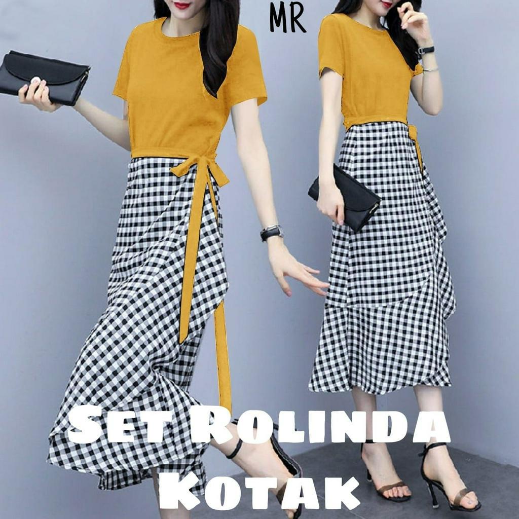 PCS SET ROK ROLINDA KOTAK PAKAIAN ATASAN DAN CELANA MR