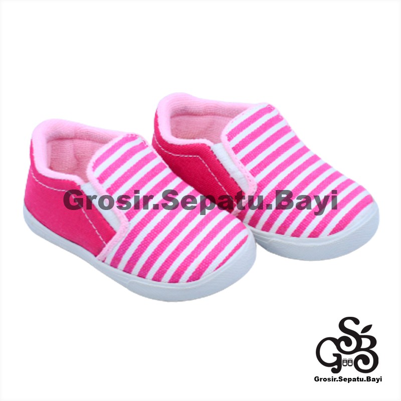 sepatu anak laki laki perempuan slip on motif Salur murah