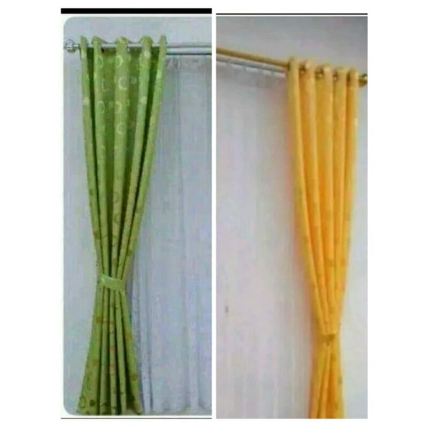 Gorden Jendela Panjang 250 cm Gorden Motif Minimalis Murah Polkadot Smokring Polos Gorden Jendela Pe