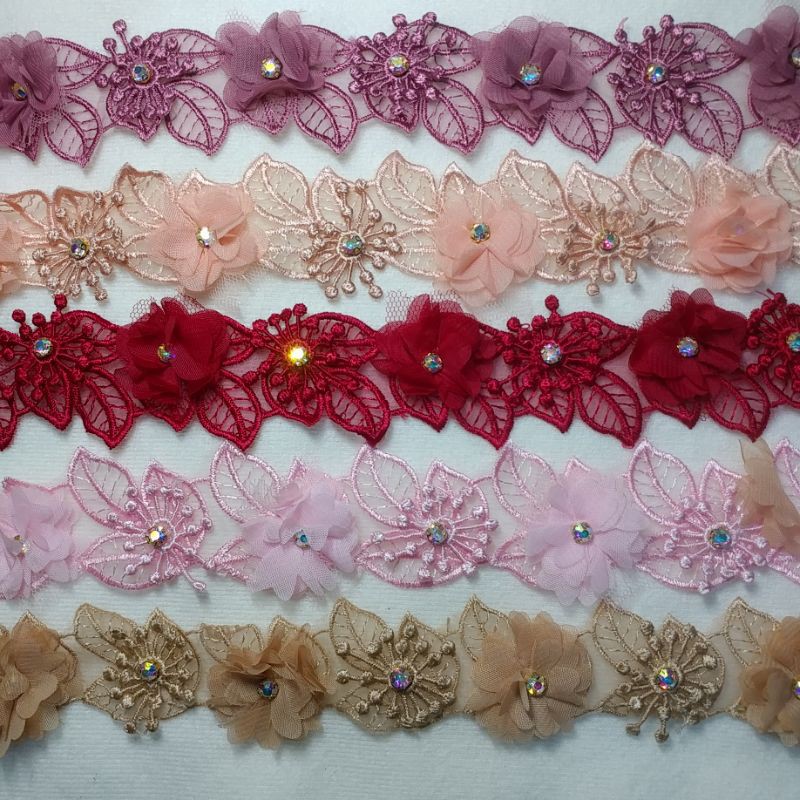 Renda Organdi Daun Kombinasi PER 10 dan 20 kembang atau 5 dan 10 pasang