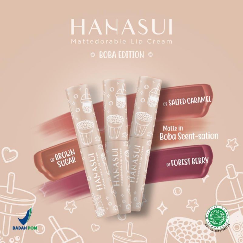 ok_ngeng (ORI) HANASUI Matte Lip Cream Boba Edition || Lipstik Cair Matte (Bisa COD)
