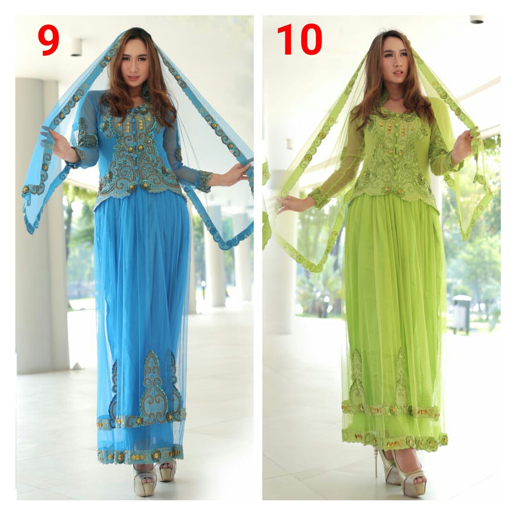 Stelan Kebaya Tulle Biru Dan Hijau Pupus Lima Pilihan