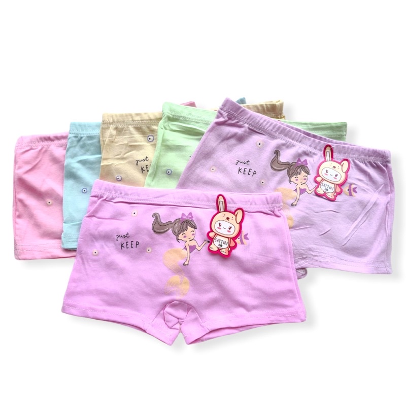 6 Pcs CD Celana Dalam Anak Perempuan Lusinan 2 3 4 5 Tahin Katun Adem Celana Dalam Boxer Anak Perempuan Cewek