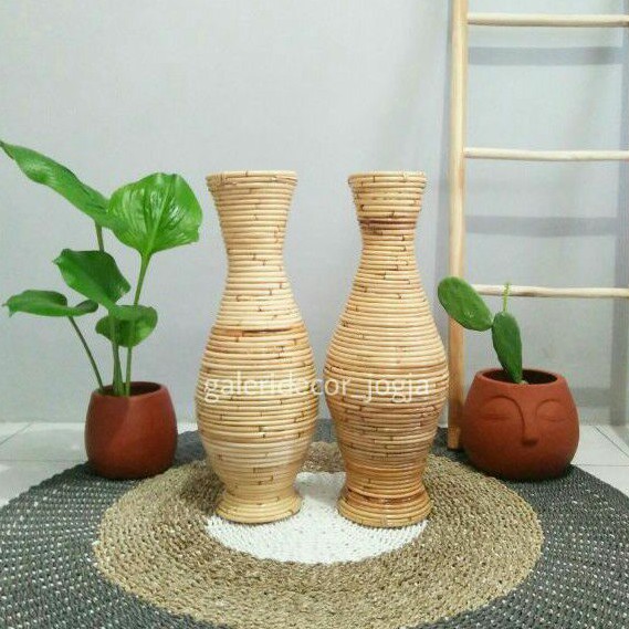 GUCI ROTAN/ VAS BUNGA ROTAN/ GUCI ROTAN 60 CM