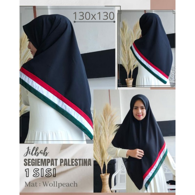 Jilbab Segiempat Wolfis Palestina size 130*130