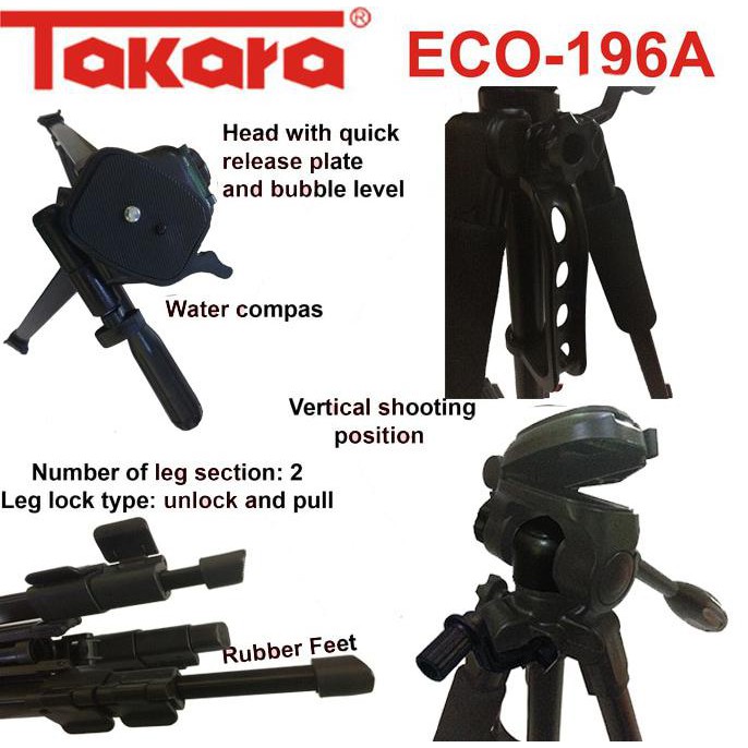 Terbatas Tripod Takara Eco-196A For Kamera Mirroless Dslr Canon Sony Nikon Fuji Terlaris