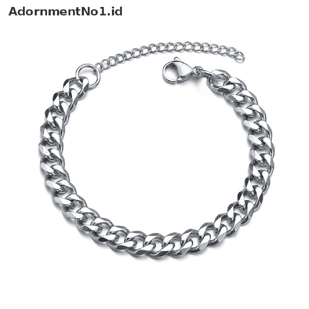 (AdornmentNo1) 2021 Gelang Tangan Rantai Stainless Steel Klasik Lebar 3 / 5 / 7mm Untuk Pria / Wanita