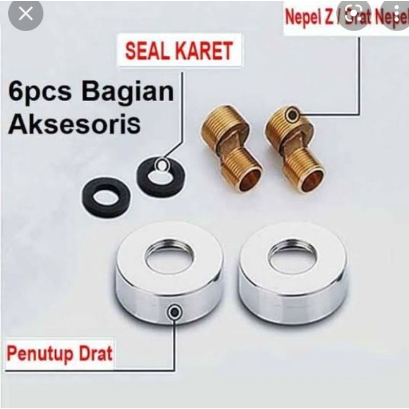 NEPEL  KRAN PANAS DINGIN SAMBUNGAN KRAN SHOWER MANDI BATHUB 2 PIC