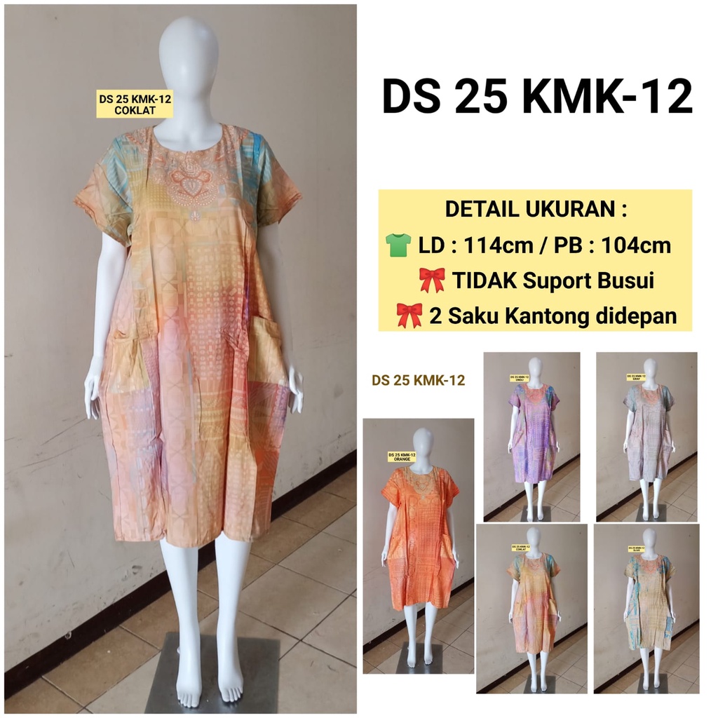 Daster Kaftan Batik Kudamas DS 25 LD 114cm Tanpa Kancing KMK 11 &amp; 12 &amp; 09