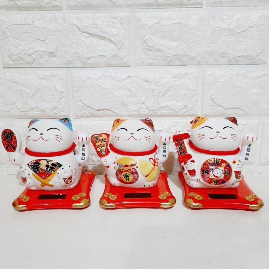 MANEKI PAJANGAN KUCING LUCKY CAT MANEKI NEKO TANGAN GOYANG KADO MURAH