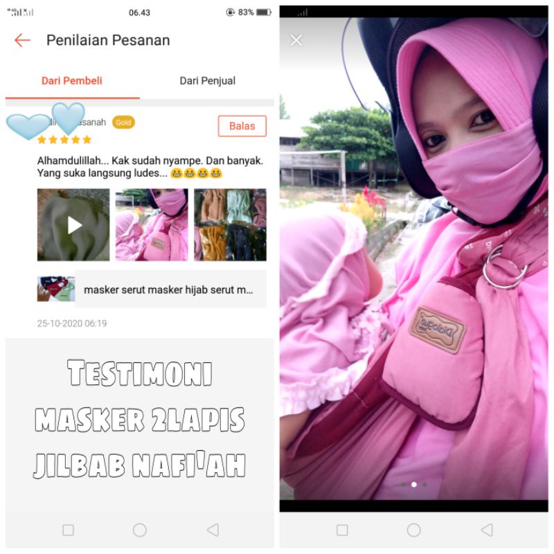 MASKER HIJAB MASKER KAIN MASKER SERUT MASKER 2LAPIS