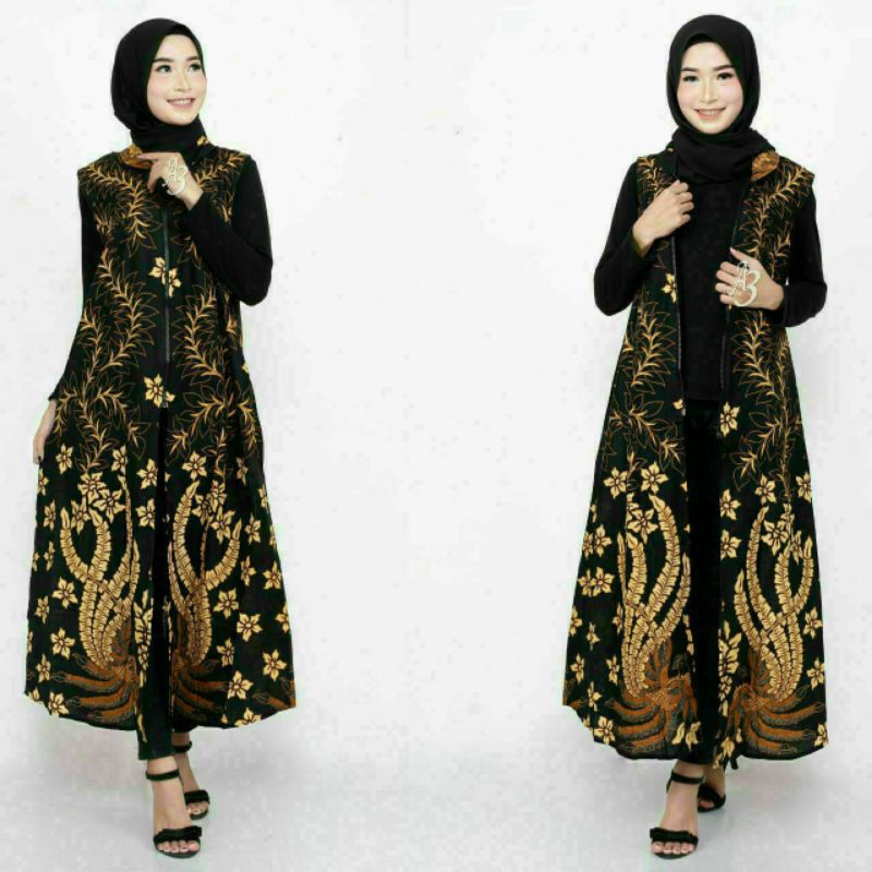 OUTER BATIK WANITA / Outer batik / maxi cardi pagar bunga / rompi batik / long cardi