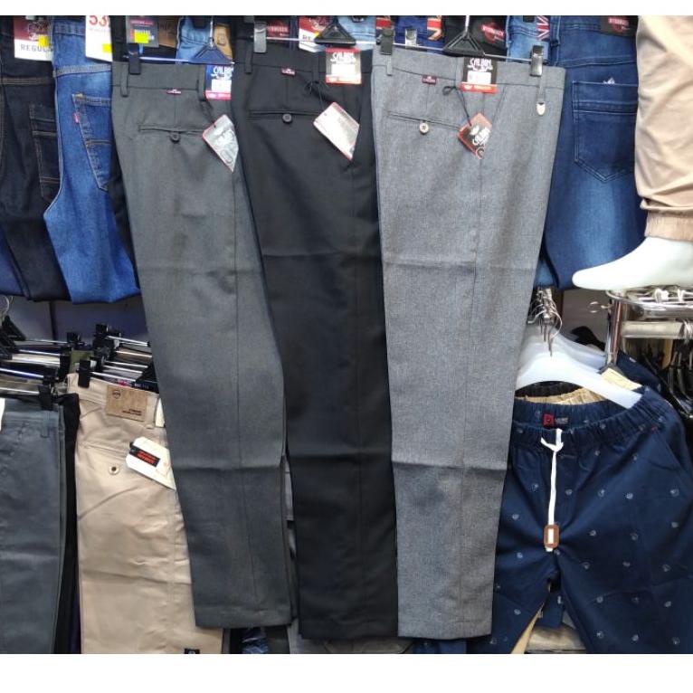 CELANA BAHAN PRIA SLIMFIT, KANTOR /FORMAL CALBIN "original" bahan wol slimfit C7P3