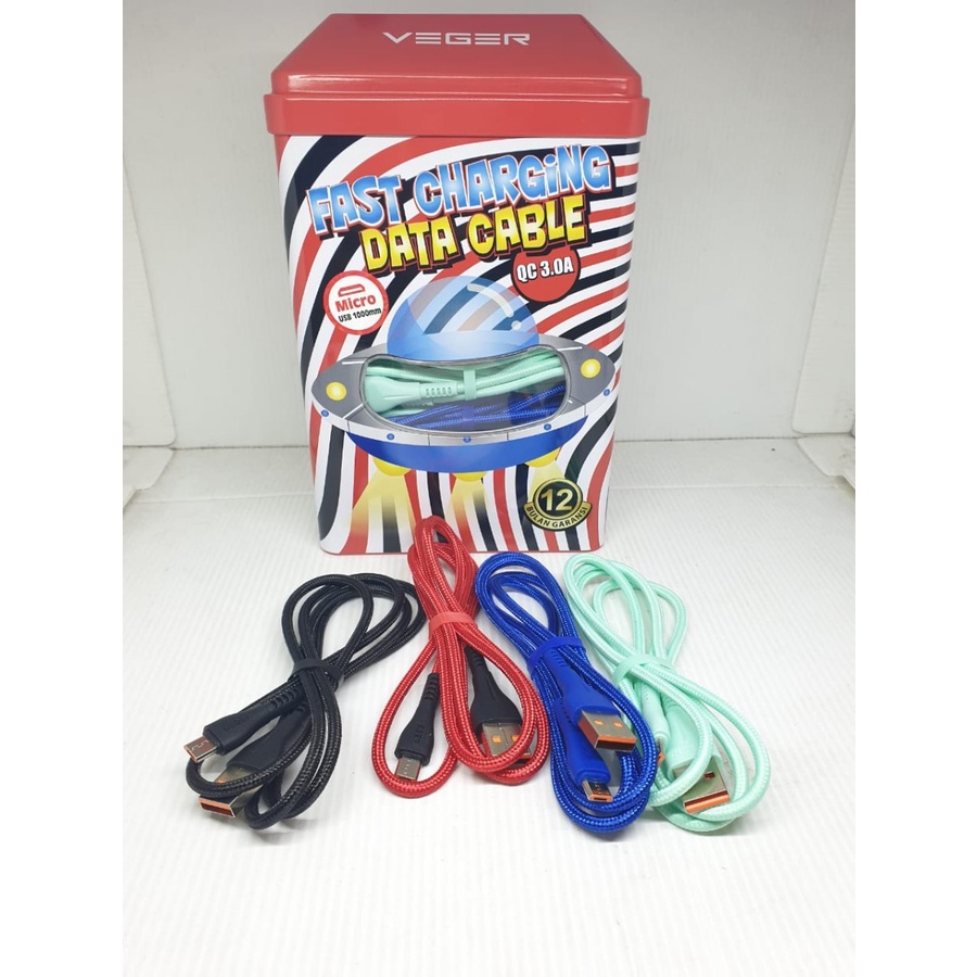Kabel Data Micro usb QC 3.0A VEGER UFO - ISI 50 - Kabel Micro USB Fast Charging 3A 100 cm