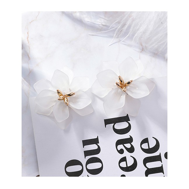 LRC Anting Tusuk Fashion 925 Silver Needle Scrub Flower Earrings F4866X